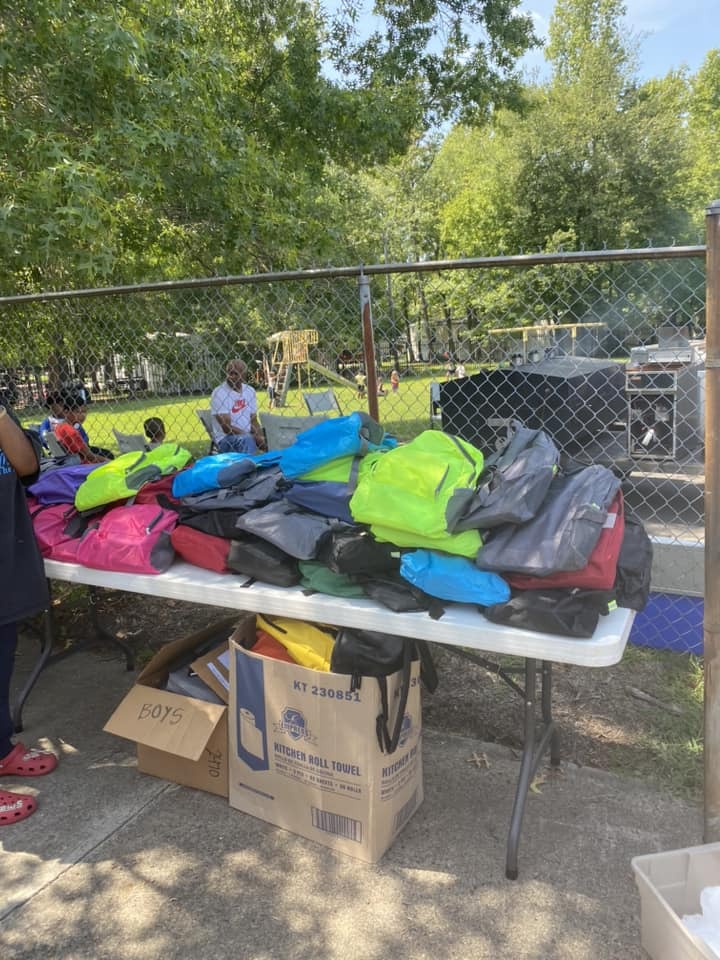 Book bags that were donated.