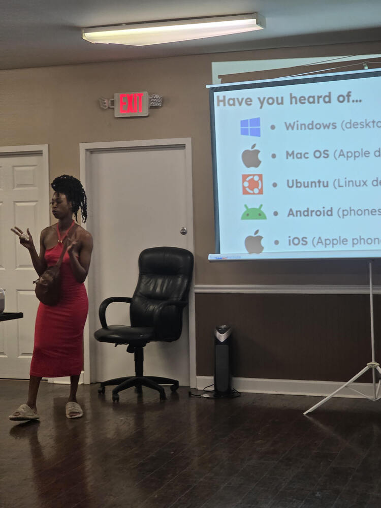 Instructor teaching the computer class