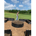 a group of homemade containers for dirt in the garden area. 
